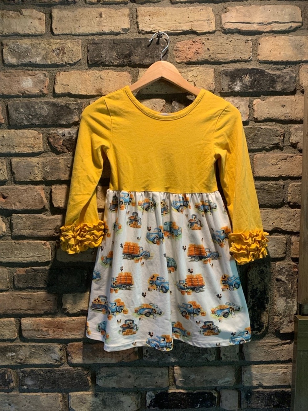 Girls boutique fall Autumn pumpkin dress ruffle size 7/8